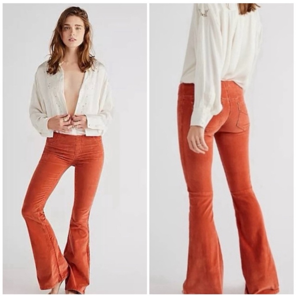 Rust Free People pull on corduroy flare